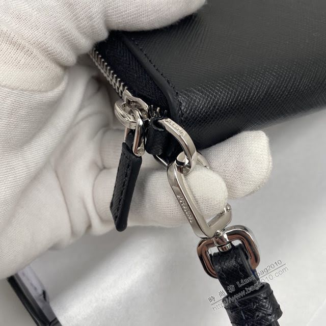 prada錢包 普拉達專櫃最新款 鱷魚皮拼接男士長錢包 2ML028 prada限量版拉鏈錢夾  pyd2153